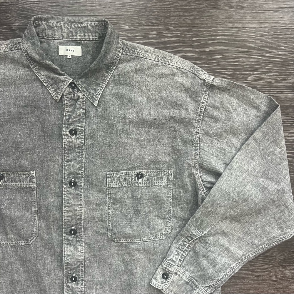 Beams Plus Japanese Chambray 100% Cotton Work Shirt - Picture 3 of 7